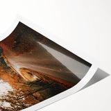 Extra large wall art featuring line art flowers in muted autumn hues on a rolled canvas, ideal for large living room decor.