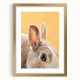 Abstract art print depicting spring with textured brush strokes in soft green and gold hues, framed with a gold mat.