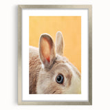 Textured art print of abstract spring themes in soft green and yellow tones on a framed silver canvas.