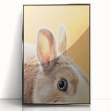 Mid-century modernist art depicting spring season in pastel shades on a silver-framed acrylic, suitable for nursery wall art.