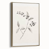 Winter landscape painting on framed canvas, featuring a snowy scene in muted grays and whites, ideal for bedroom wall art.