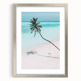 Textured abstract art print in blue and gray tones on a silver framed canvas, suitable for bedroom art.