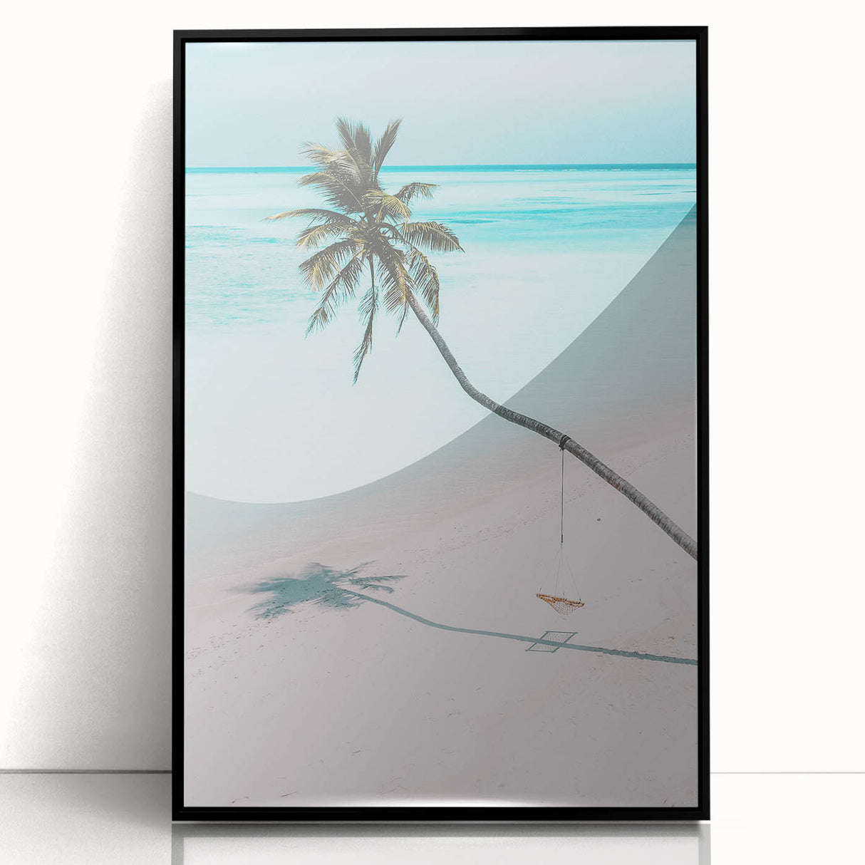 Large abstract wall art in vibrant orange and yellow tones on acrylic, framed in black.