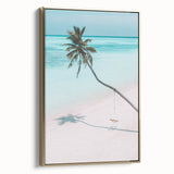 Framed canvas depicting a vintage landscape painting in muted earth tones, ideal for bedroom wall art.