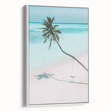 Vintage poster art featuring a vibrant, colorful abstract design on an extra-large white-framed canvas.