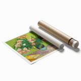 Extra large rolled canvas print featuring a floral art design in vibrant colors, ideal for classy bathroom wall art.