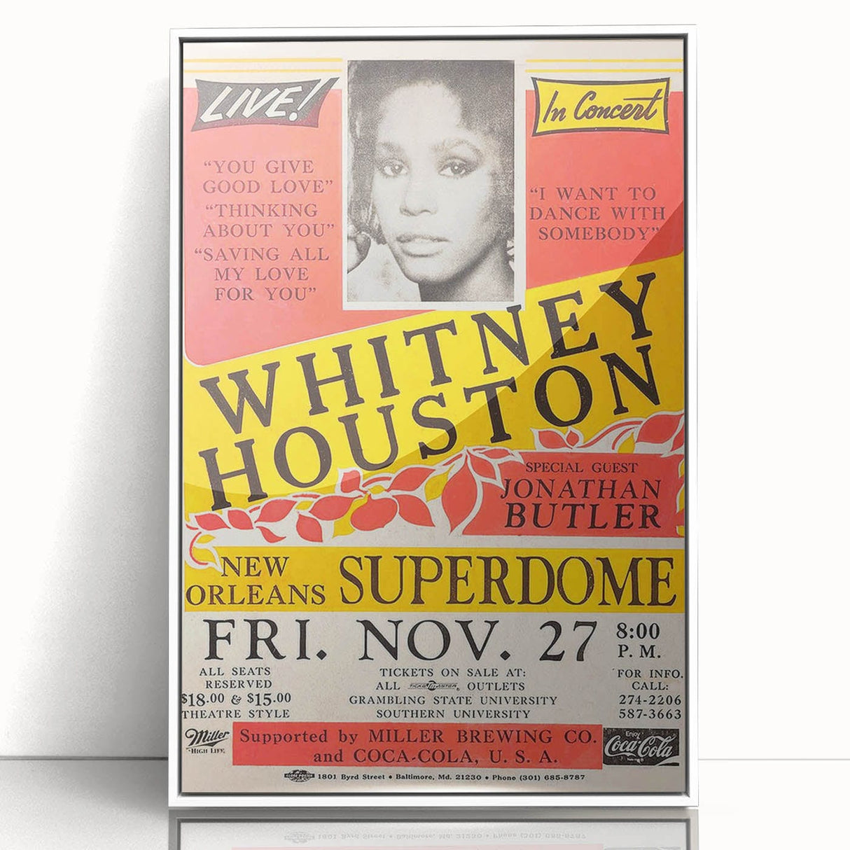 Whitney Houston 1980s Concert Poster - New Orleans Superdome