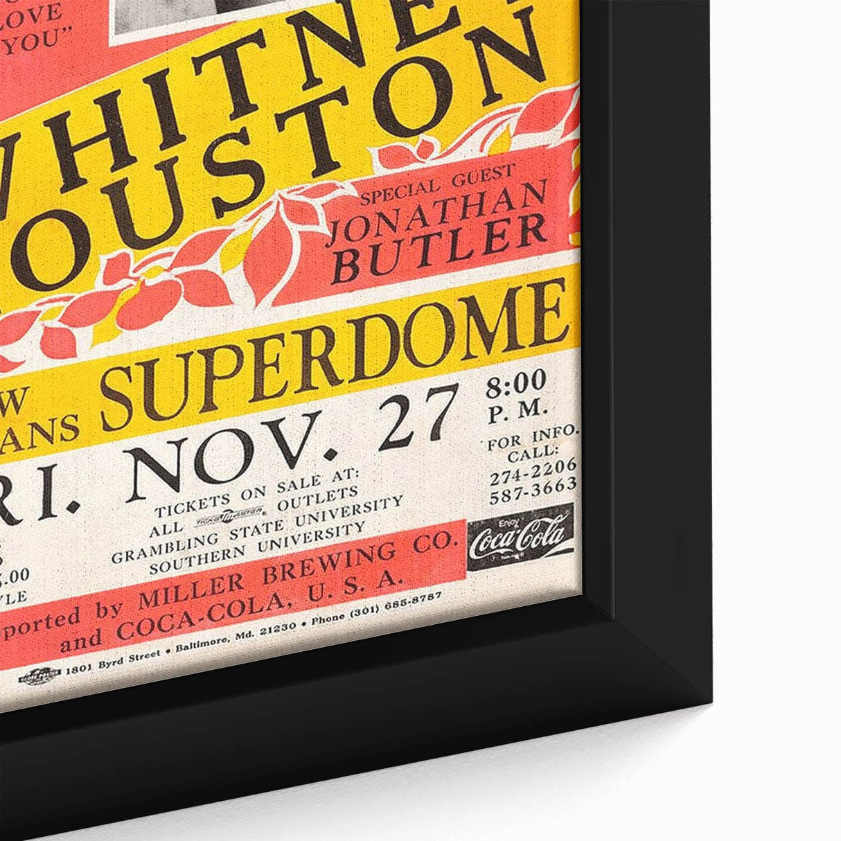Whitney Houston 1980s Concert Poster - New Orleans Superdome