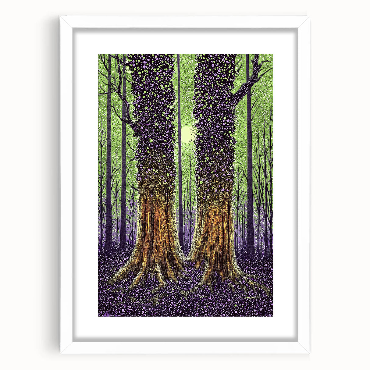 Majestic Forest Glow – Abstract Tree Canvas & Framed Art