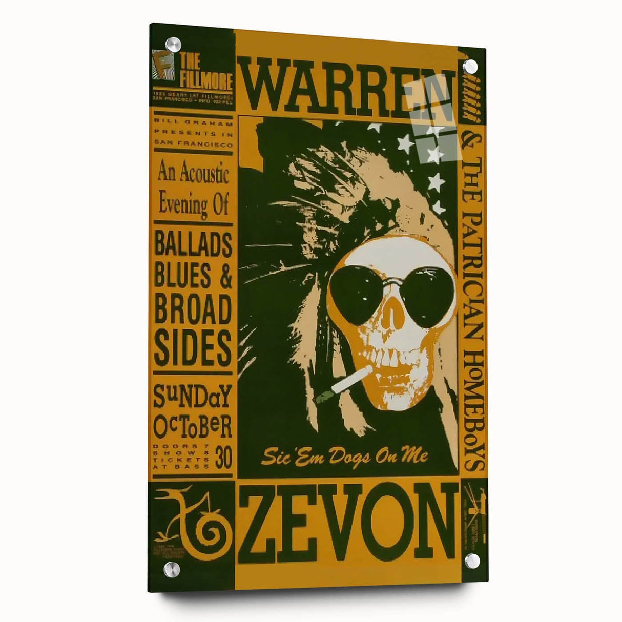 Warren Zevon Acoustic Concert Poster - Ballads Blues & Broadsides