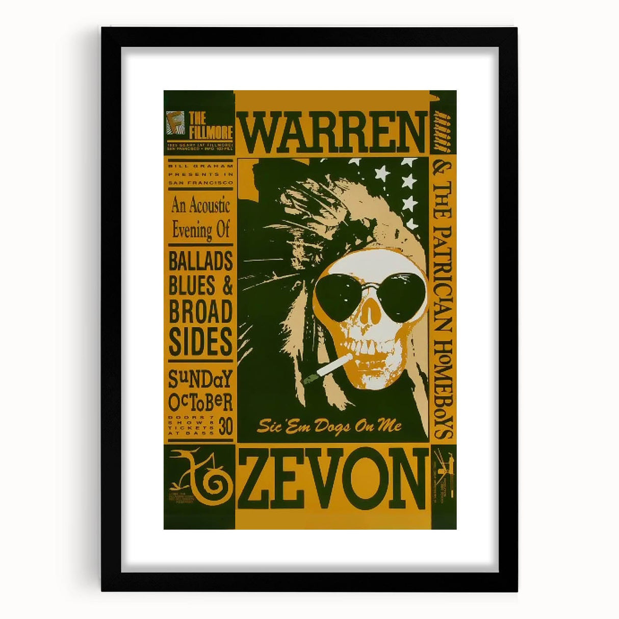 Warren Zevon Acoustic Concert Poster - Ballads Blues & Broadsides