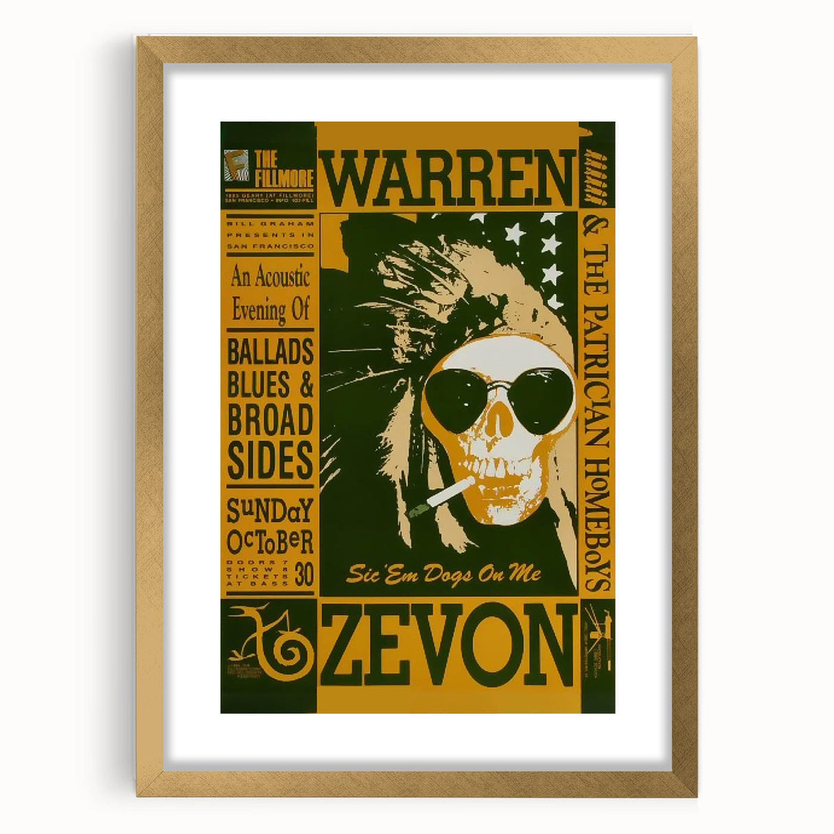 Warren Zevon Acoustic Concert Poster - Ballads Blues & Broadsides