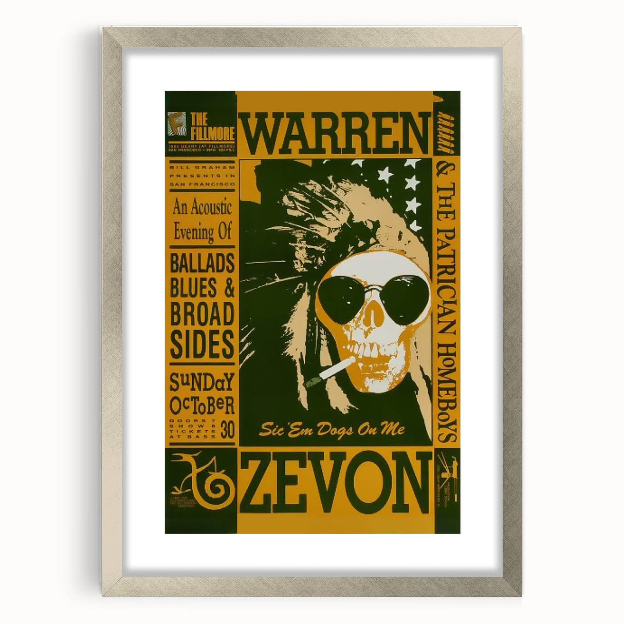 Warren Zevon Acoustic Concert Poster - Ballads Blues & Broadsides
