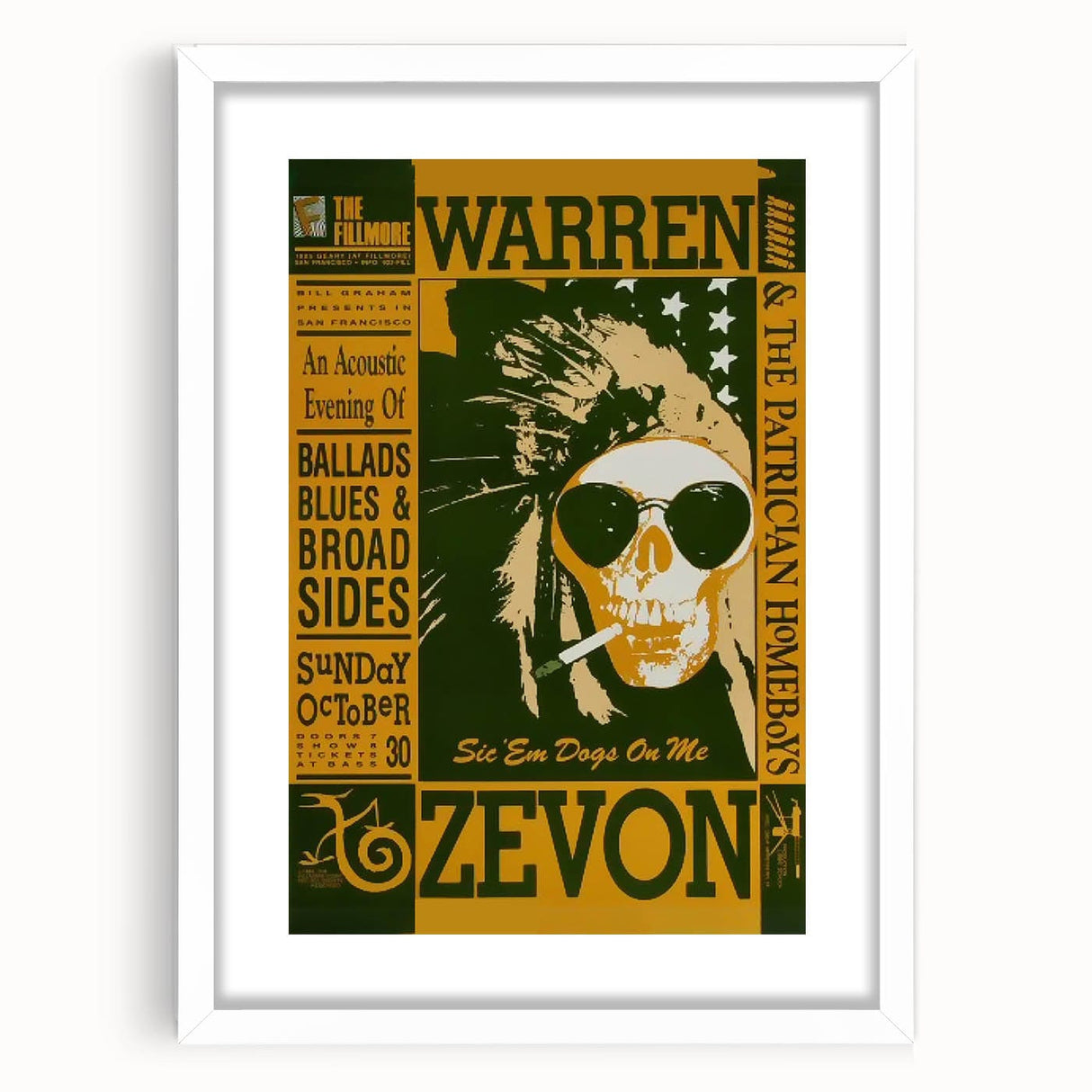 Warren Zevon Acoustic Concert Poster - Ballads Blues & Broadsides