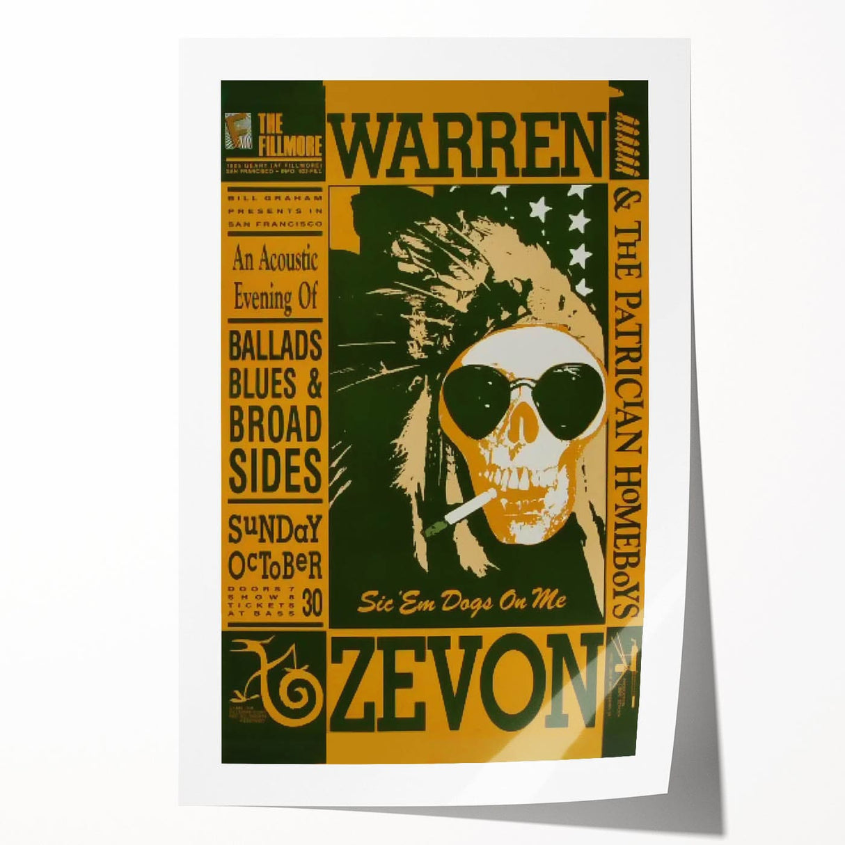 Warren Zevon Acoustic Concert Poster - Ballads Blues & Broadsides