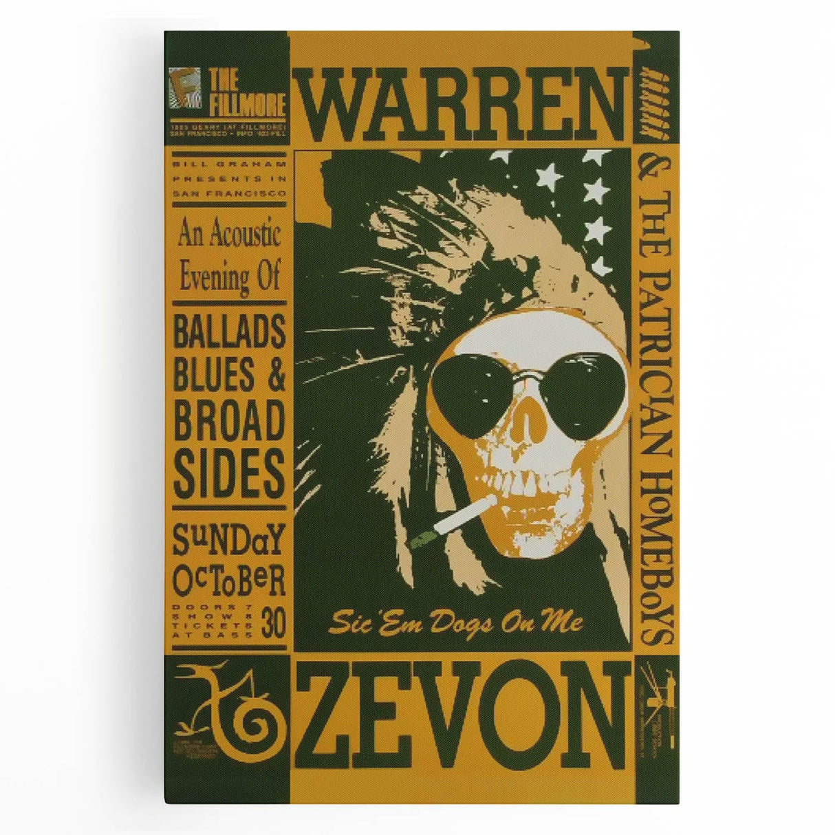Warren Zevon Acoustic Concert Poster - Ballads Blues & Broadsides