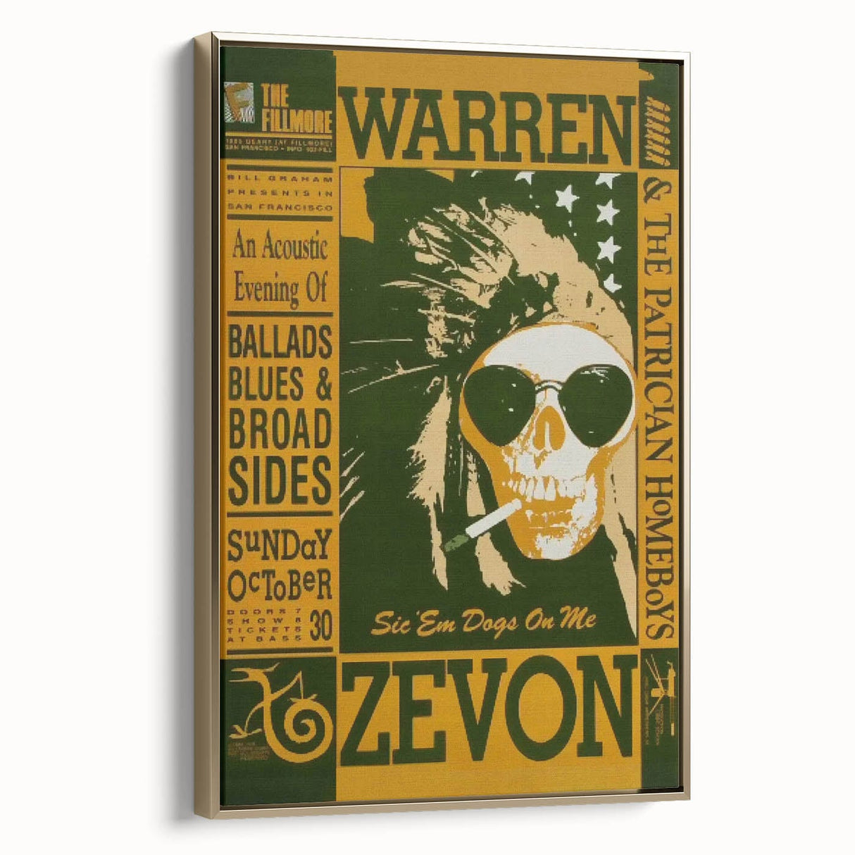 Warren Zevon Acoustic Concert Poster - Ballads Blues & Broadsides