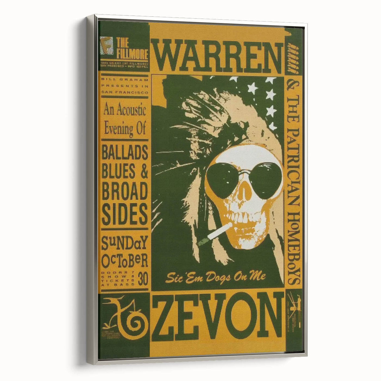 Warren Zevon Acoustic Concert Poster - Ballads Blues & Broadsides