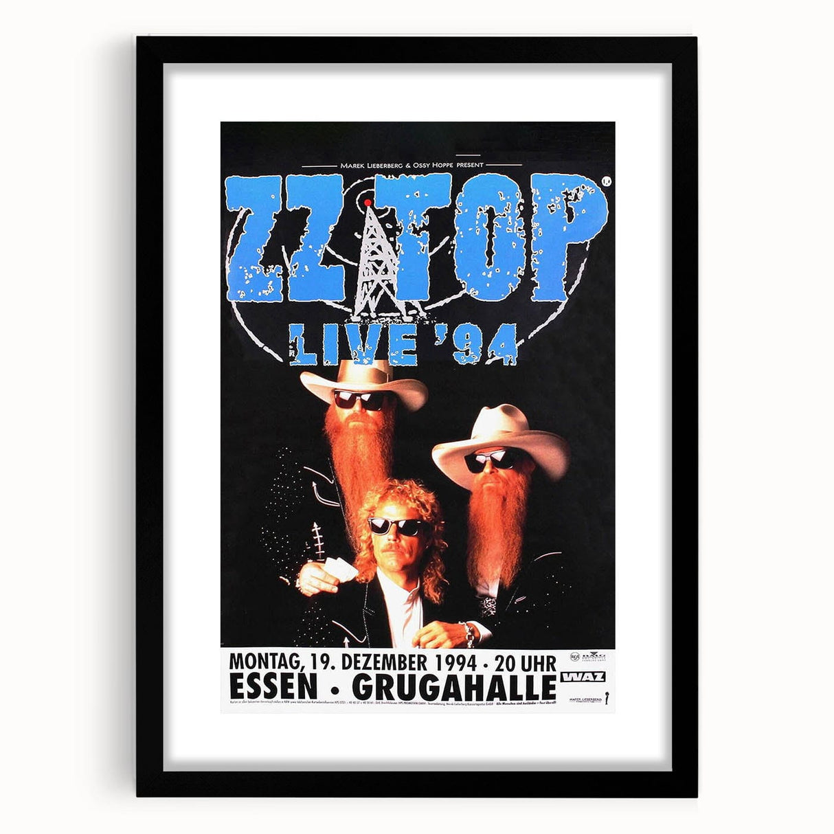 ZZ Top Live '94 Concert Poster - Grugahalle Essen