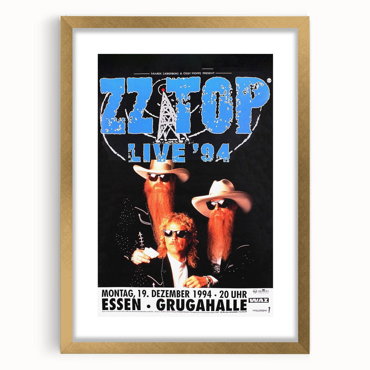 ZZ Top Live '94 Concert Poster - Grugahalle Essen