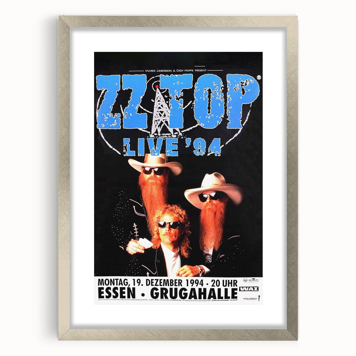 ZZ Top Live '94 Concert Poster - Grugahalle Essen