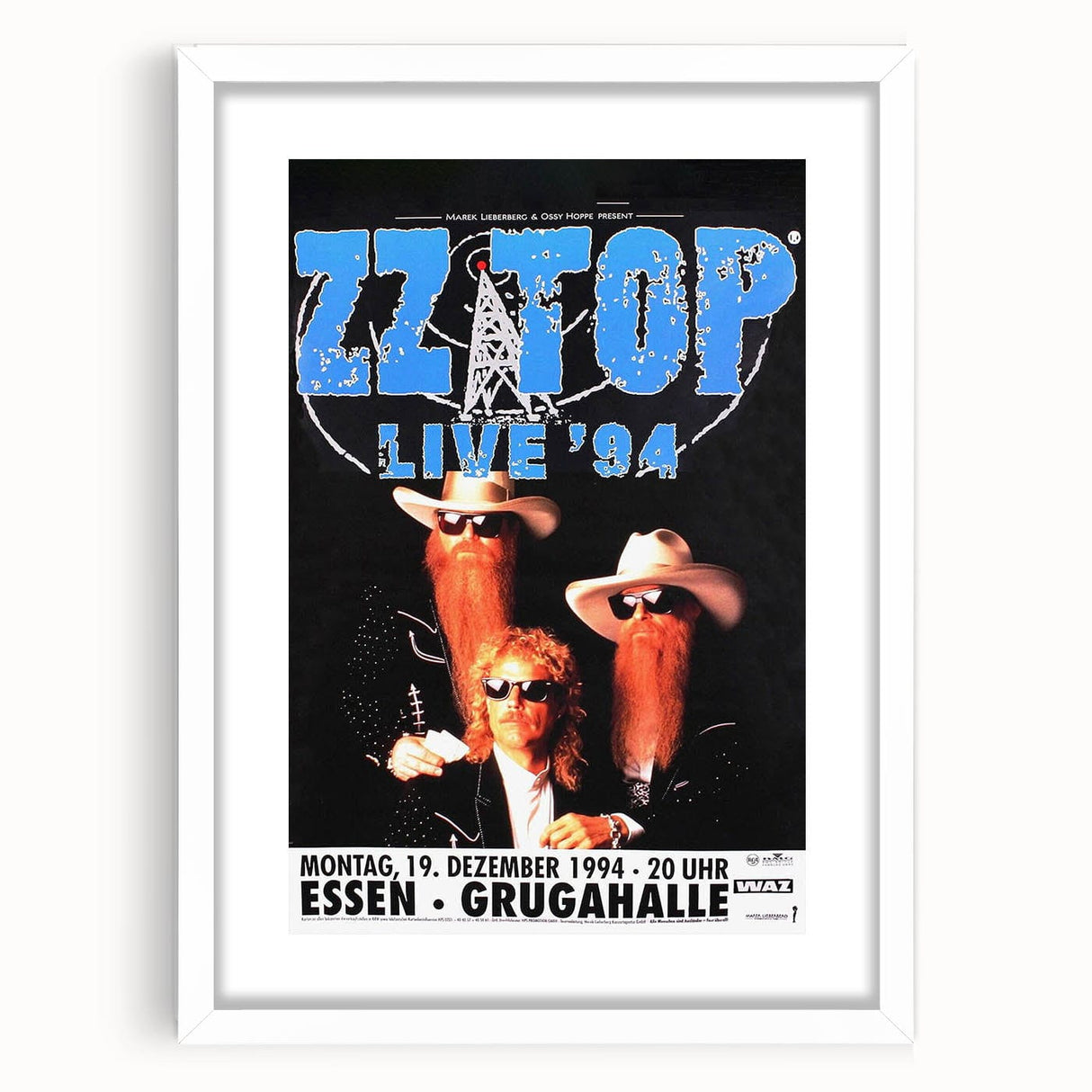 ZZ Top Live '94 Concert Poster - Grugahalle Essen