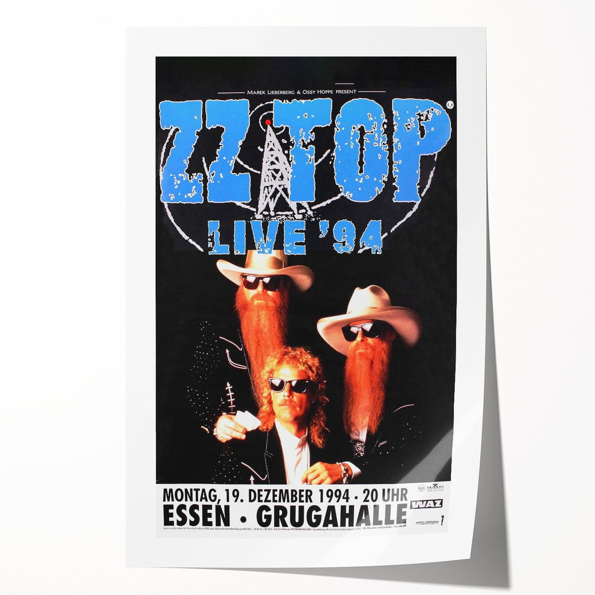 ZZ Top Live '94 Concert Poster - Grugahalle Essen