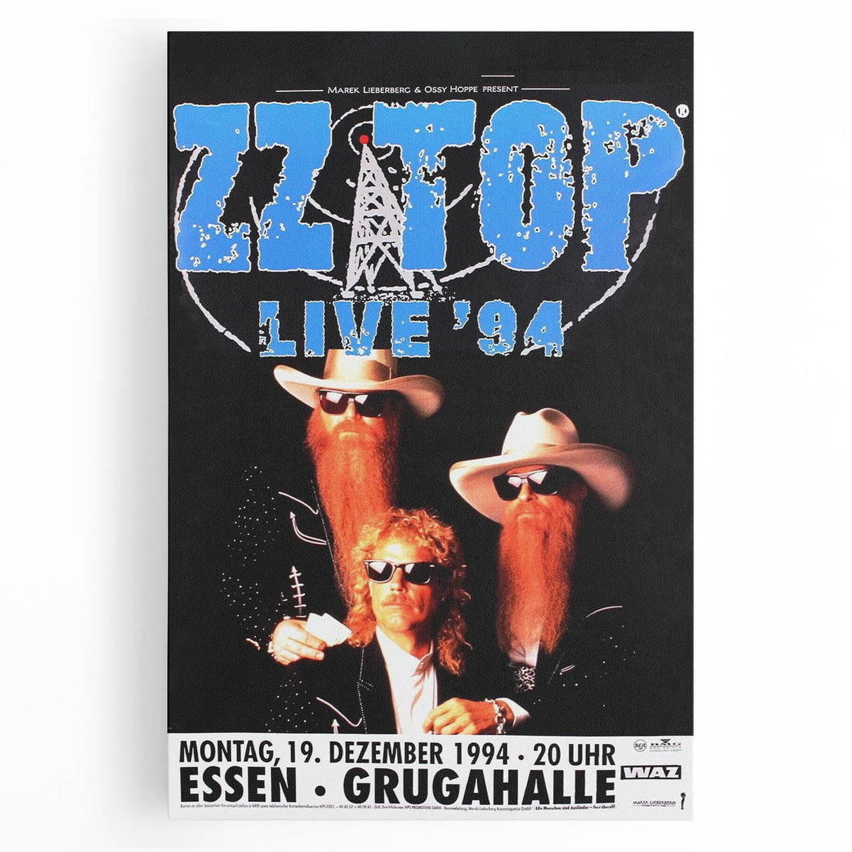 ZZ Top Live '94 Concert Poster - Grugahalle Essen