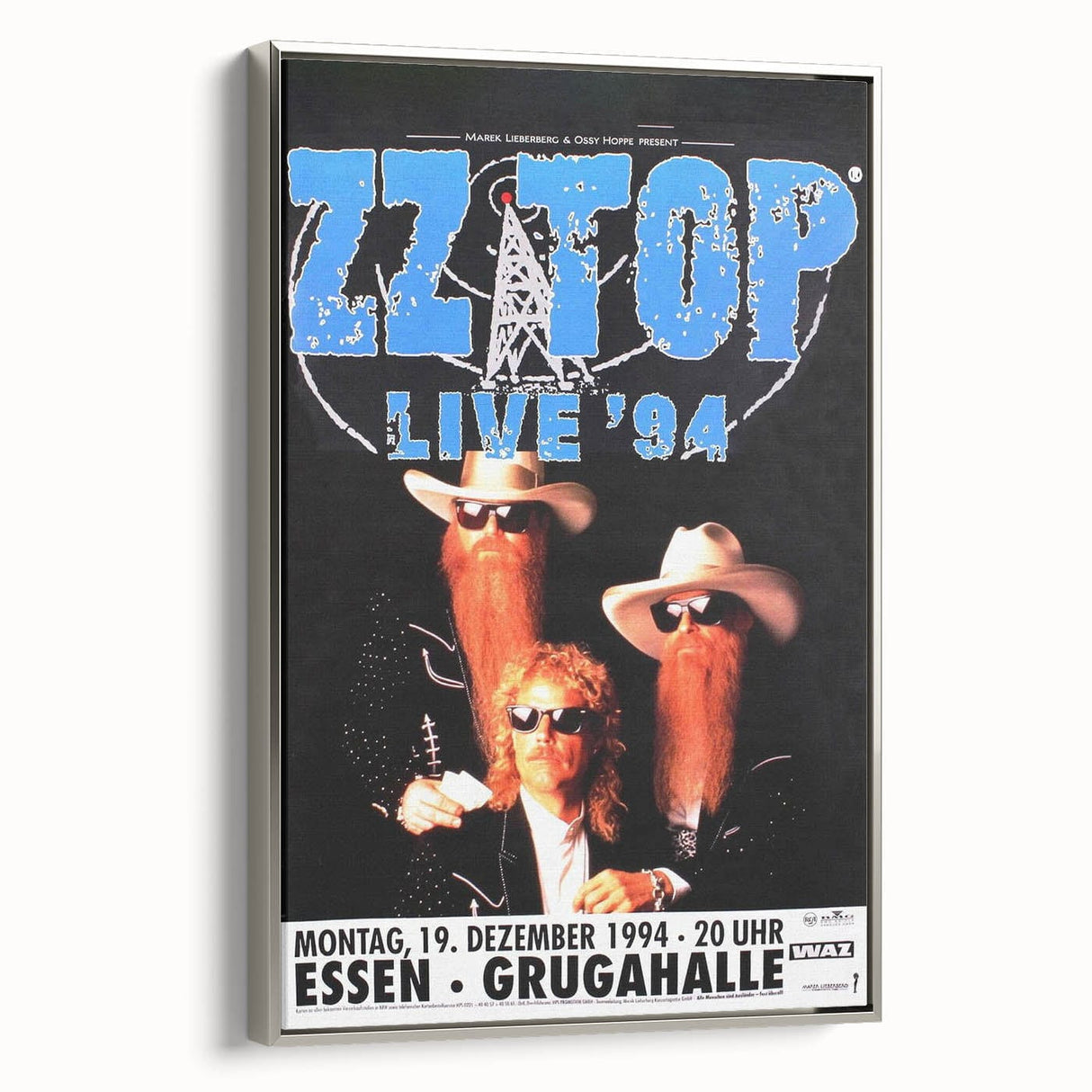 ZZ Top Live '94 Concert Poster - Grugahalle Essen