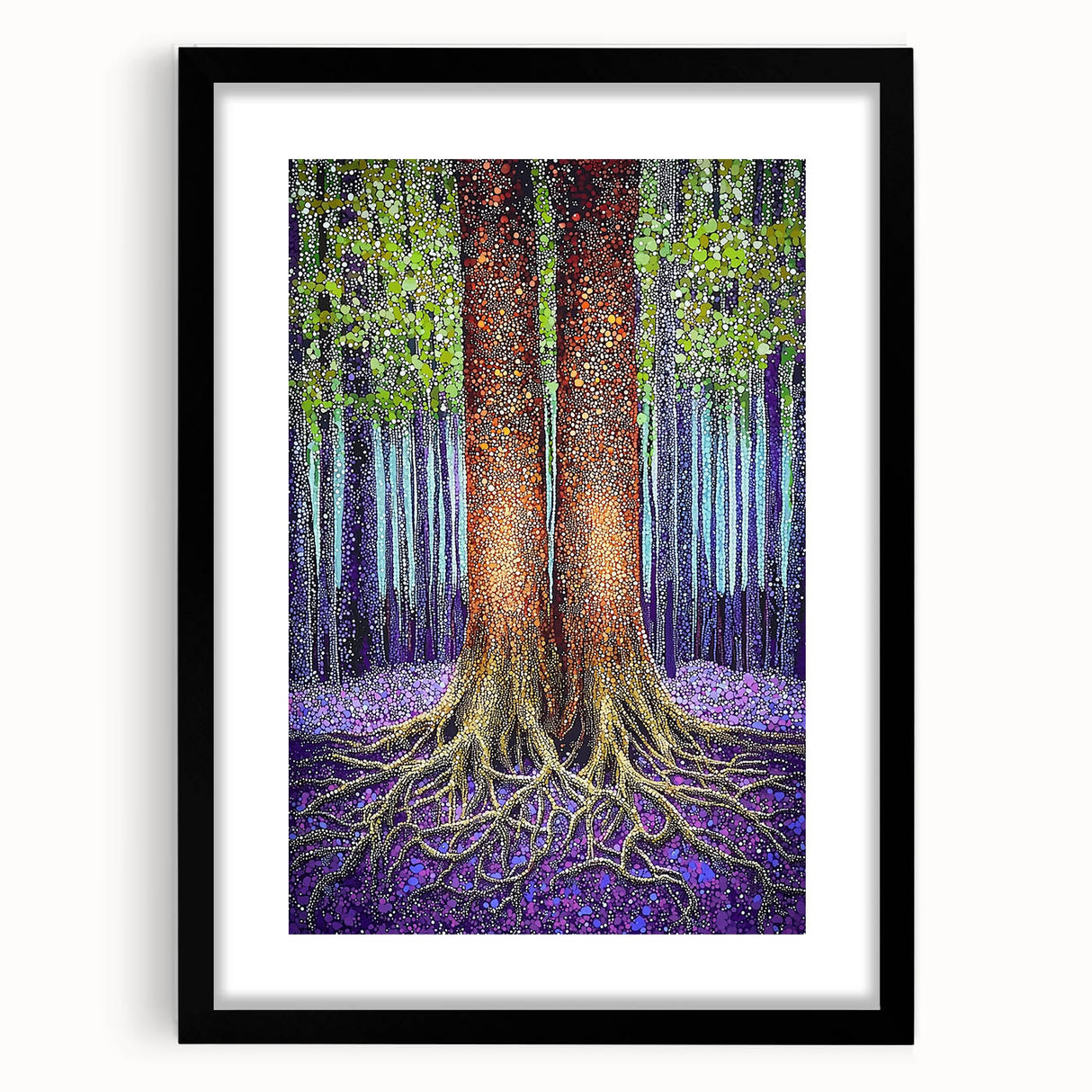 Golden Roots Forest – Abstract Tree Canvas & Framed Art