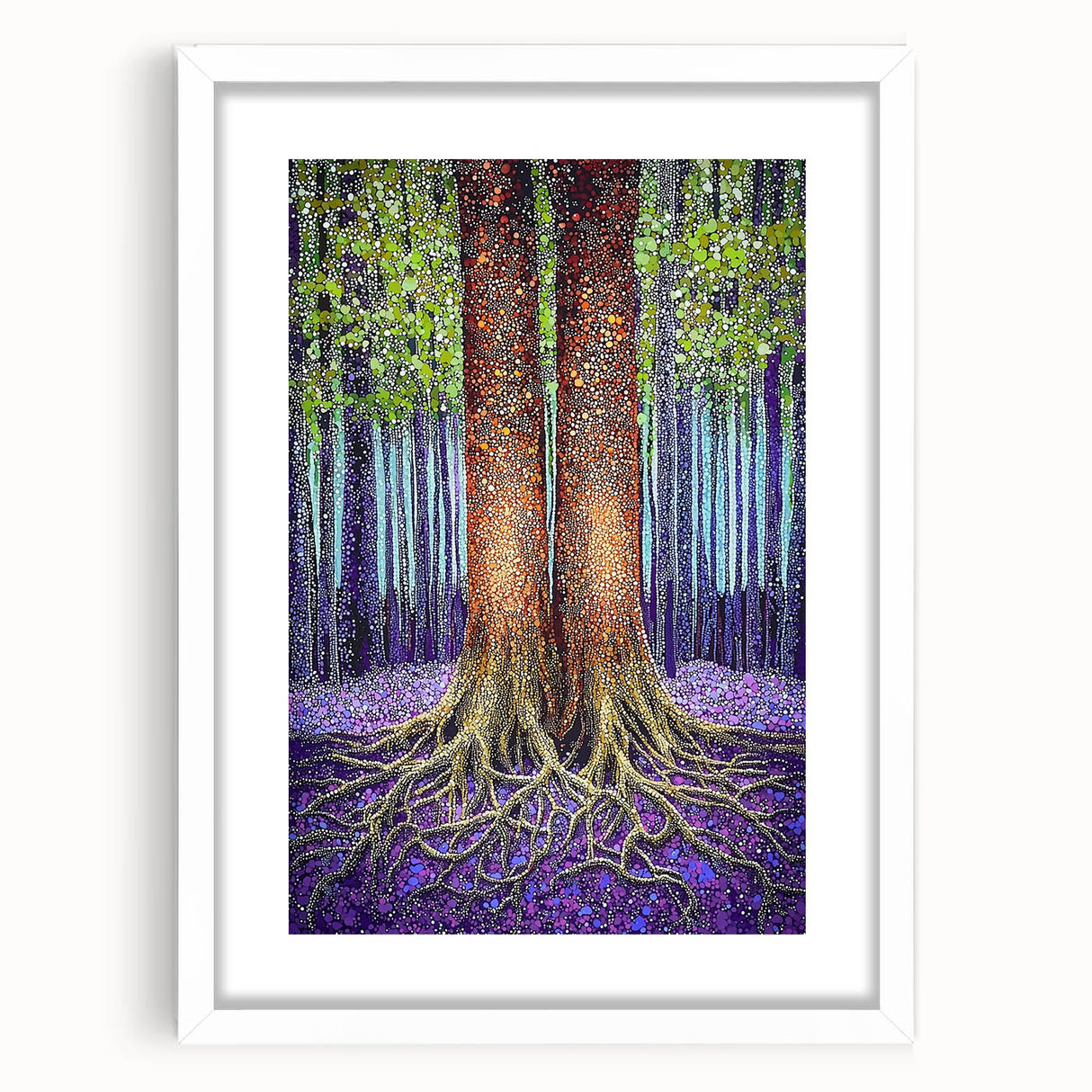 Golden Roots Forest – Abstract Tree Canvas & Framed Art