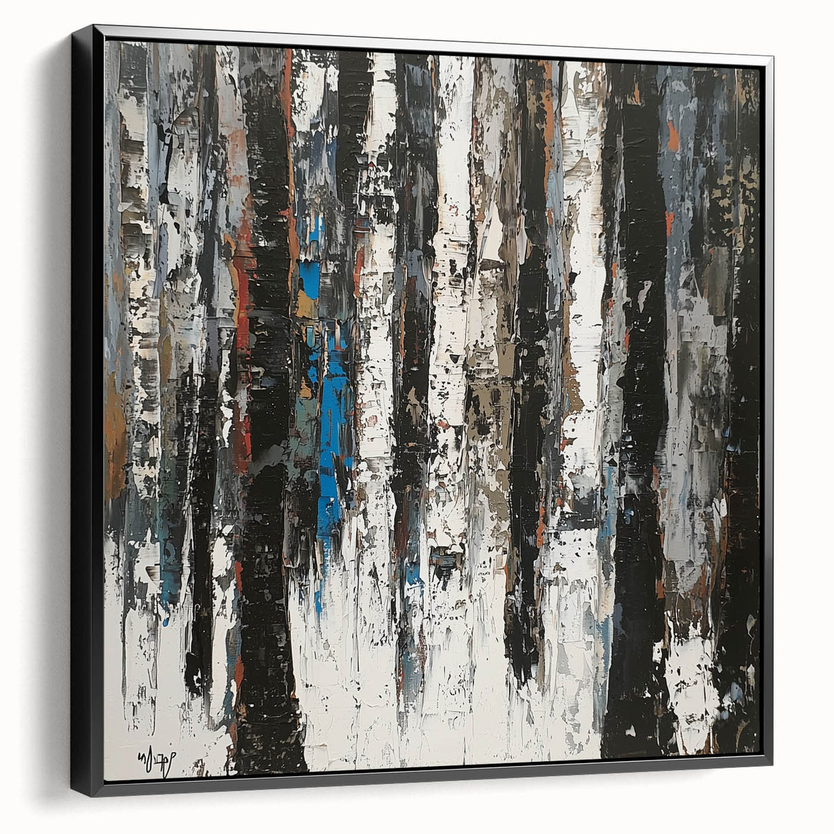 Monochrome Forest – Abstract Birch Tree Canvas & Framed Art