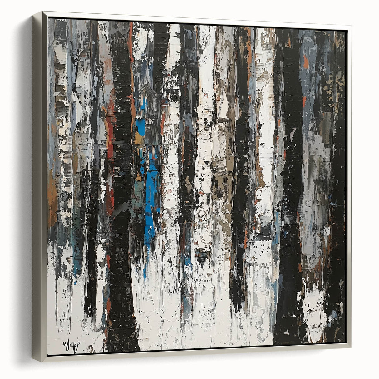 Monochrome Forest – Abstract Birch Tree Canvas & Framed Art