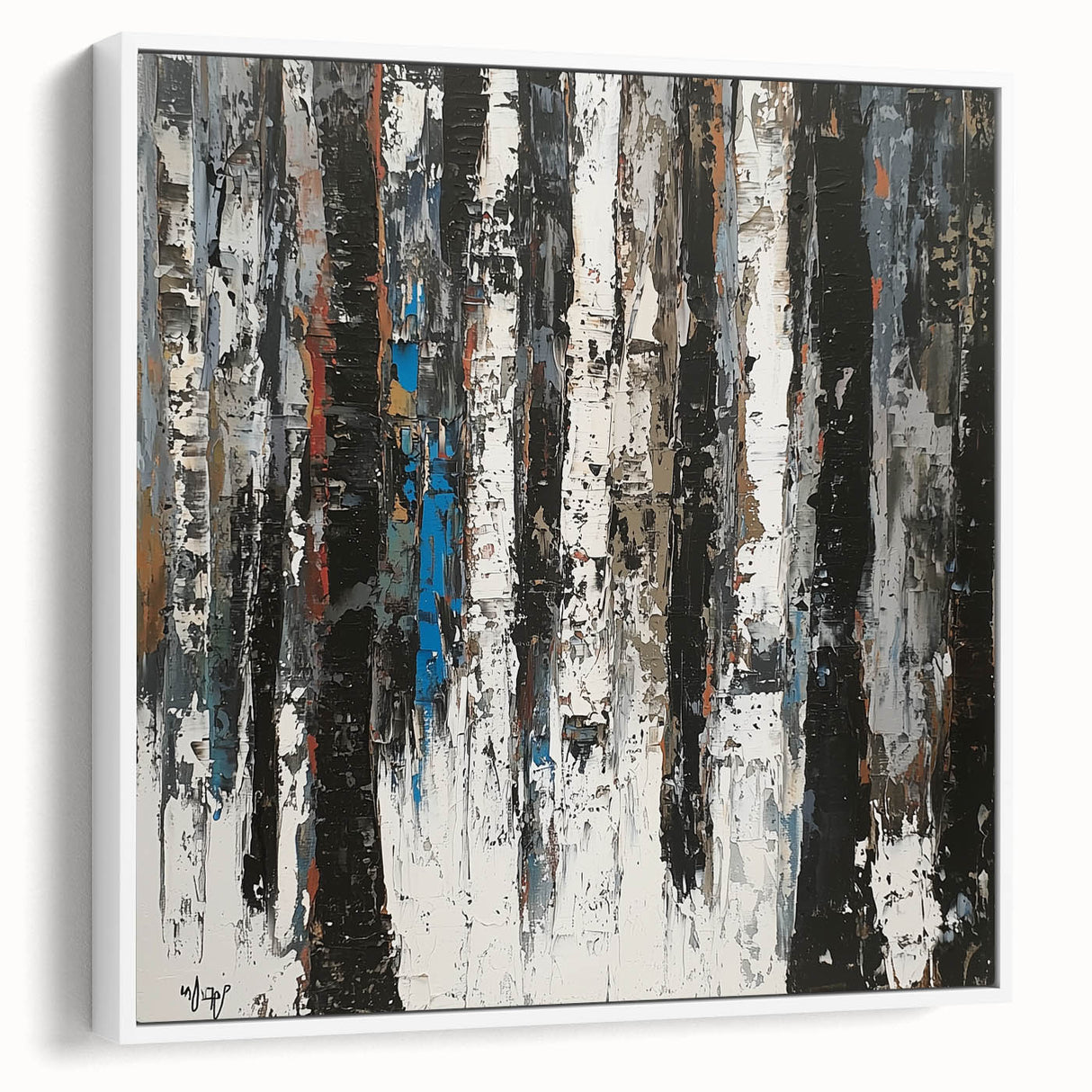 Textured Birch Forest – Modern Abstract Canvas & Framed Art
