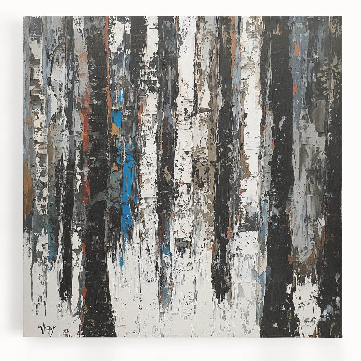 Textured Birch Forest – Modern Abstract Canvas & Framed Art