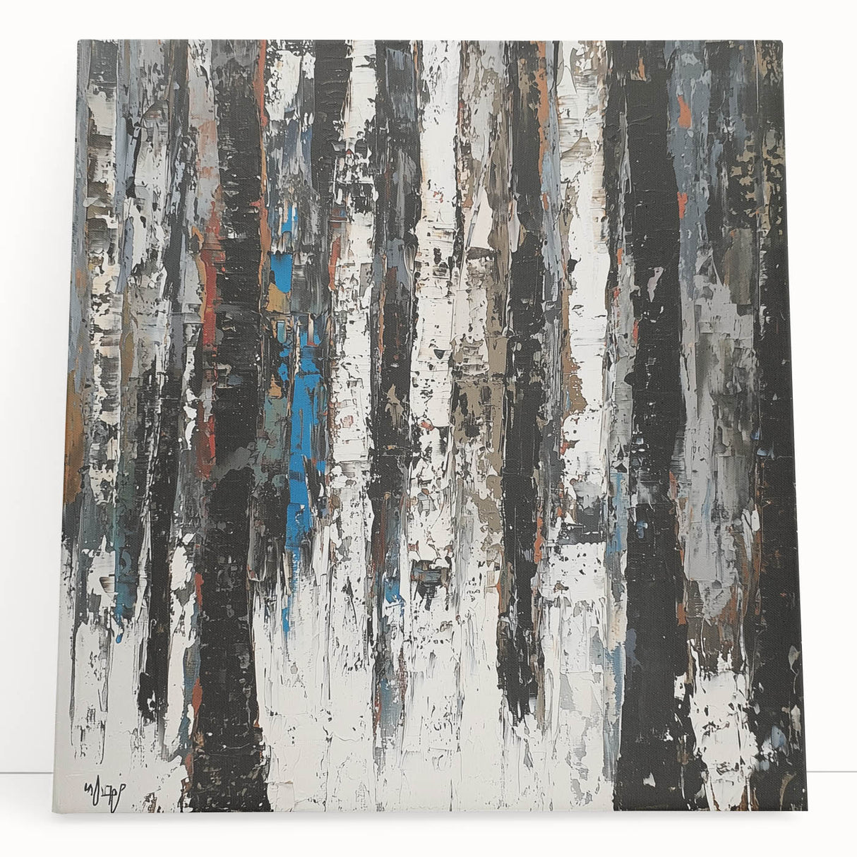 Textured Birch Forest – Modern Abstract Canvas & Framed Art