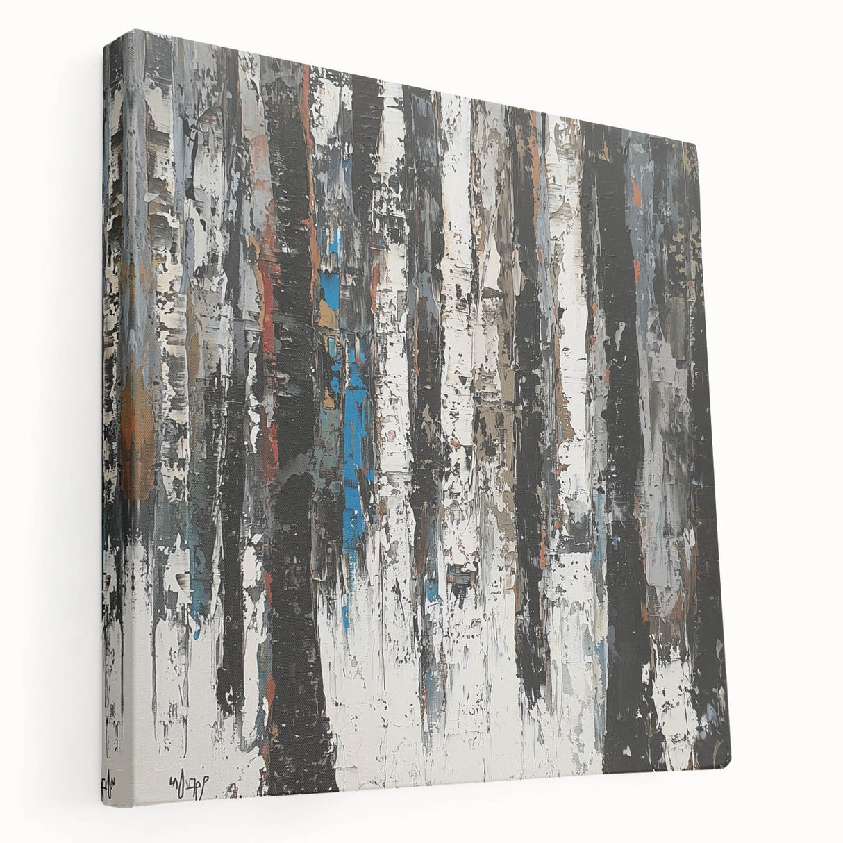 Textured Birch Forest – Modern Abstract Canvas & Framed Art