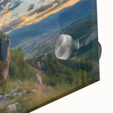 Close-up of a vibrant acrylic landscape artwork showcasing a majestic castle surrounded by lush greenery, highlighting intricate details and vivid colors, perfect for home decor.