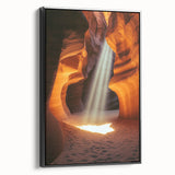 Framed canvas artwork showcasing a stunning landscape with cave formations, featuring rich colors and textures, designed to enhance modern home decor.