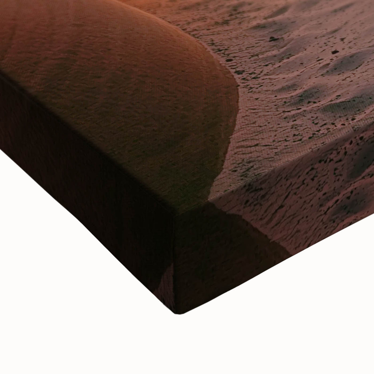 Close-up of a stretched canvas artwork depicting a vibrant landscape with caves, showcasing intricate details and rich colors, ideal for home decor and art enthusiasts.