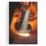 Stretched canvas artwork depicting a serene landscape with caves and vibrant colors, ideal for home decor and enhancing living spaces. Perfect for nature lovers.