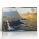 Framed acrylic artwork showcasing a stunning landscape of cliffs, featuring vibrant colors and intricate details, perfect for enhancing home decor.