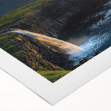 Vibrant rolled canvas showcasing a stunning landscape of cliffs under a dramatic sky, perfect for home decor. Packaged securely in a protective tube for easy handling.