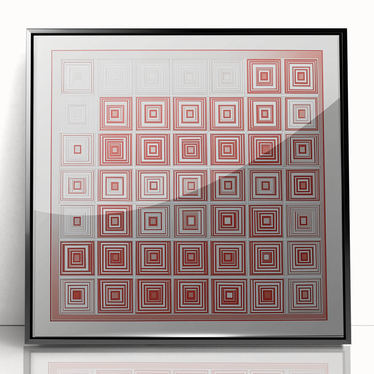 Geometric Bedroom Wall Art – Red and White Modern Canvas Print