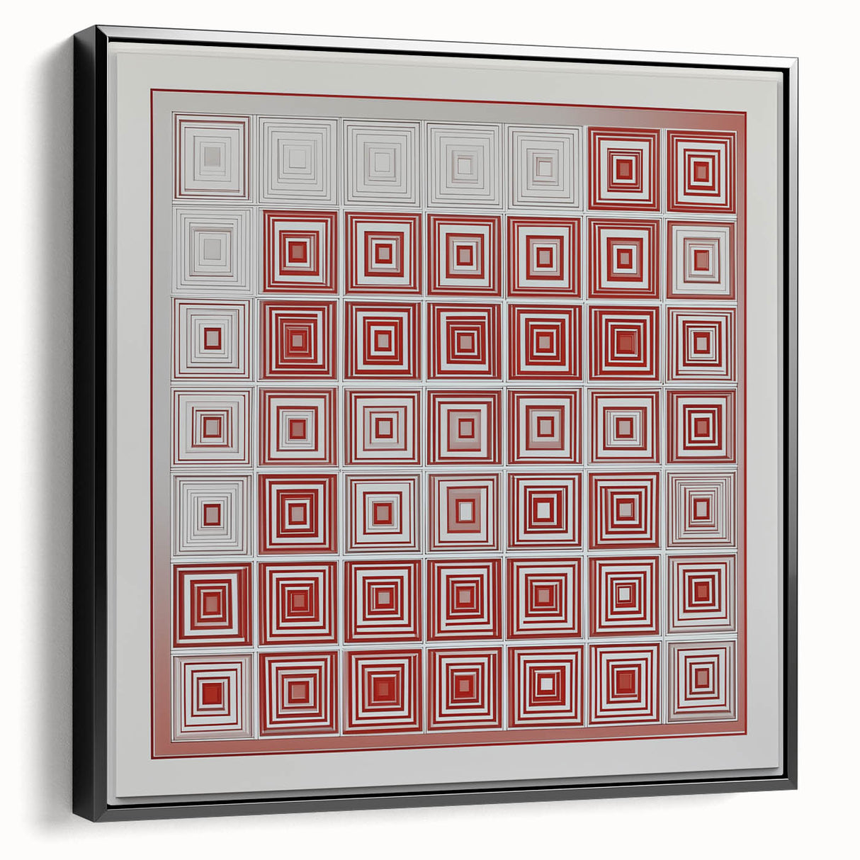 Geometric Bedroom Wall Art – Red and White Modern Canvas Print