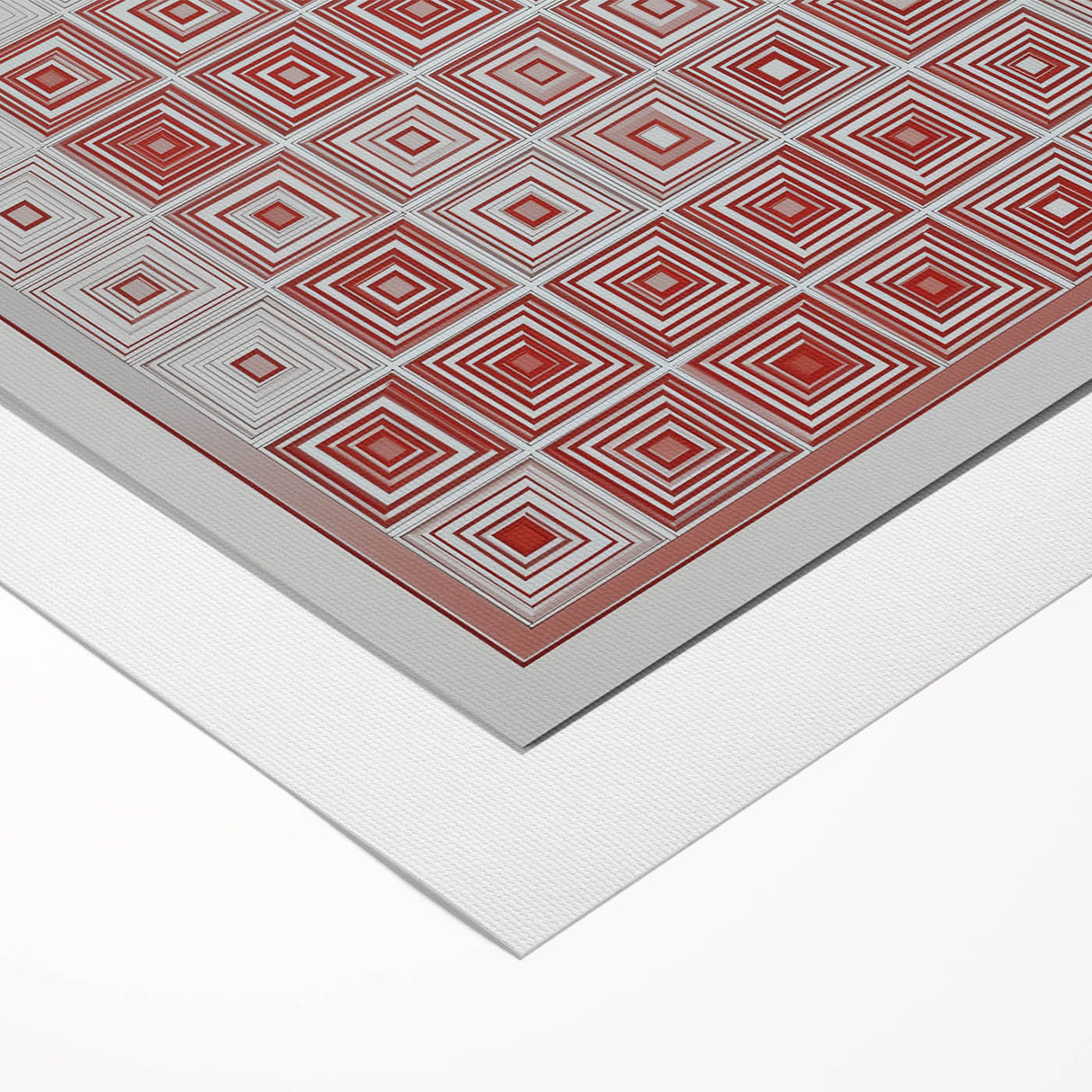 Geometric Bedroom Wall Art – Red and White Modern Canvas Print