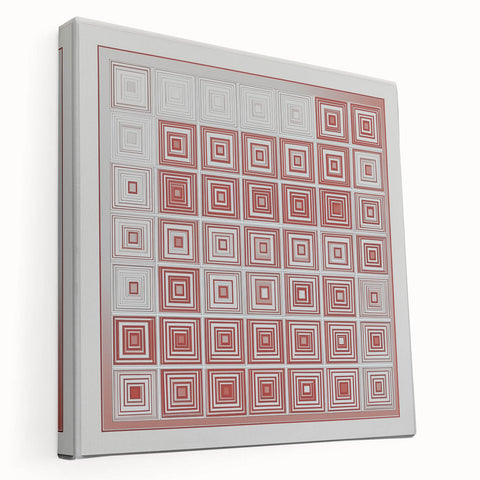 Geometric Bedroom Wall Art – Red and White Modern Canvas Print