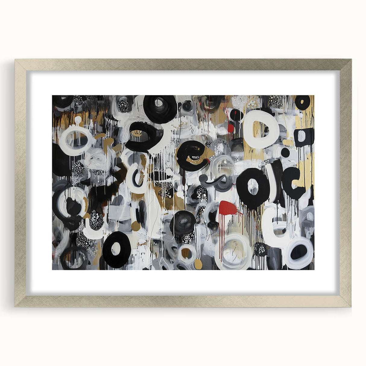 Abstract geometric frame in silver, featuring a modern mat design, perfect for showcasing artwork or photos, set against a neutral background for versatility.