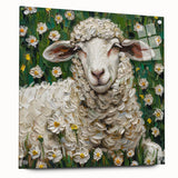 Acrylic glass art piece showcasing a vibrant side view of 48 animal designs, featuring colorful illustrations and decorative pins for hanging, perfect for animal lovers.