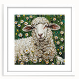 Framed wall art featuring a vibrant design of various animals, set against a white mat background, showcasing intricate details and colors perfect for home decor.